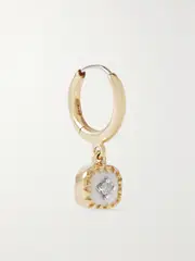 [Pascale Monvoisin] Pascale Monvoisin - Pierrot 9-karat Yellow And White Gold Diamond Single Hoop Earring - One size One size Gold