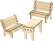 Generic 1 Set DIY Wood Hamster Table and Bench Table Chairs Interactive Hamster Cage Decor for Habitat Accessories and DIY Fun