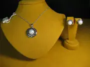 HONORA PEARL SET NECKLACE EARRINGS STRAND STRING WHITE STUDS PENDANT BRIDAL Gift