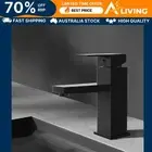 Bathroom Basin Mixer Tap Square Faucet Vanity Laundry Black Modern Design 57-BK