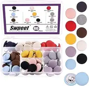 Swpeet 80Pcs 10 Colors 20mm Fabric Cloth Covered with Metal Shank Round Buttons Assortment Kit, Perfect for Bridal Wedding Dress Satin Blouse Prom Dress & Formal Dress