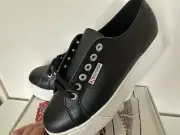 NEW-Superga-2790 FGLW - Women's Black - White Platform Size 39 Euro /Size 8 AUS