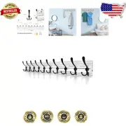 38.6" Rustic White Wall Coat Rack with 10 Durable Hooks - Perfect for Organizing