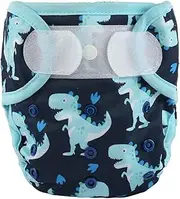 Baby Cloth Diaper Cover Nappy Hook and Loop Double Gusset 6.6lbs to 33lbs (Stomped Dinosaurs)