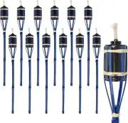 12X Blue 60Cm Bamboo Garden Fire Torches - Outdoor Paraffin Lamp Oil Burner Tiki