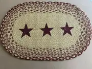 VHC Brands Placemat Stencil Star Jute Country 12x18 Oval Braided Table Decor
