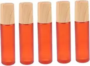 ERINGOGO 5Pcs Mini Glass Bottles with Wooden Lid Portable Essential Oil and Perfume Storage Containers for Travel and Home Use