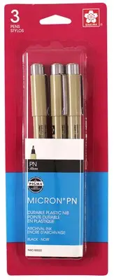 2 Pack Sakura Pigma Micron PN Pens .45mm 3/Pkg-Black 50222
