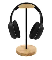 Headphone Stand Nature Wood & Aluminum Headset Hanger Mount Hook Gaming Holder