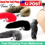 Stainless Steel ANAL BUTT PLUG Faux Fur Fox Cat Tail Metal Sex Toy AU Seller