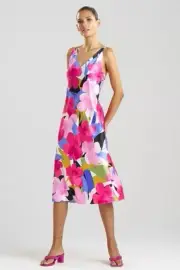 N NATORI Bonita Pink Floral Satin Chemise Gown 46” XL NWT
