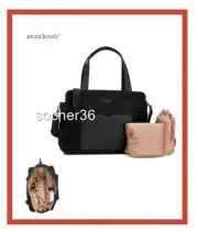 STORKSAK JULIETTE CANVAS BABY DIAPER BAG BLACK SK6389 NWT $195