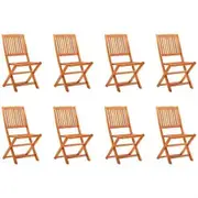 Folding Garden Chairs 8 pcs Solid Eucalyptus Wood