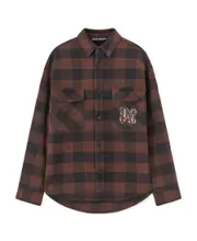 Palm Angels PA Monogram Embroidered Checked Shirt IT50,IT48,IT46 Black