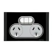 Clipsal Saturn Series Two Powerpoint With Extra Switch 10Amp Horizontal Espresso Black - 4025X-EB