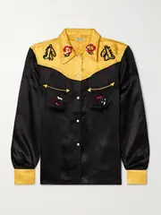 [BODE] BODE - Rodeo Sequin-embellished Satin Shirt - Black - US6 US 6 Black
