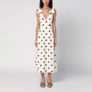 [ZIMMERMANN] Crush cream/black polka dot midi dress 2 Beige