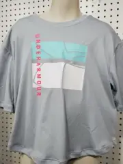 Girls Kids Youth Under Armour Shirt NEW Short Sleeve Gray Top Large UPF50+