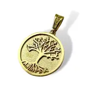 Tree of Life Jewish Pendant In 14k Yellow Gold Solid Judaica Jewelry