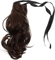 ERINGOGO Ponytail Wig Curly Human Hair Wig Curly Hair Ponytail Extension Hair Extensions Ponytail Claw Clip Ponytail Extension Dark Brown Long Wavy Hairpieces Black High Temperature Wire