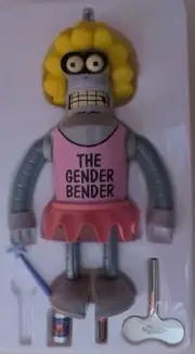 Futurama Gender Bender Official Wind-Up Robot Action Figure Toy Vintage (2001)