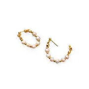 ANYCO Fashion Earrings Gold 925 Sterling Silver Bohemian Freshwater Baroque Pearl Circle Huggies for Women 18k Jewelry