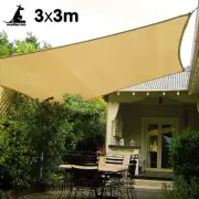 NNEDPE Wallaroo Square Shade Sail: 3m x 3m - Sand