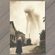 FLATCARD Woman Faces Huge Tentacled Monster Sepia Toned Spooky Vintage Look