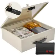 Fireproof Document Box with Combination Lock,Fireproof Money Bag Included-Sec...