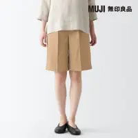 在飛比找momo購物網優惠-【MUJI 無印良品】女棉混彈性綾織五分褲(共3色)