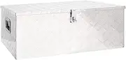 EVURU Heavy Duty Aluminum Tool Box for Pick Up Trucks, Aluminium Transport Box, Trailer Box, Truck Box, Aluminium Case, Storage Organizer with Lock & Keys, Silver 100x55x37 cm