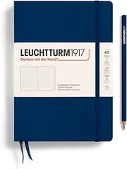 LEUCHTTURM1917 Medium A5 Dotted Hardcover Notebook (Navy) - 249 Numbered Pages