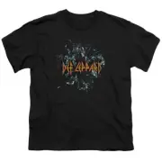 Def Leppard Broken Glass Kids Youth T Shirt Licensed Music Rock Band Tee Black