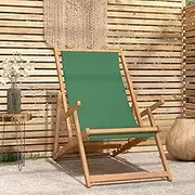 Garden Chair Folding Beach Chair Solid Wood Teak Green Patio Seating