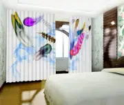 3D Color Feather 5 Blockout Photo Curtain Print Curtains Drapes Fabric Window AU