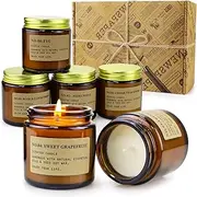 6 Pack Candles for Home Scented Aromatherapy Candles Gifts Set for Women Soy Wax Long Lasting Amber Jar Candles for Valentine Birthday Mother's Thanksgiving Day Present