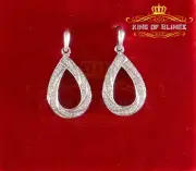 White 0.75ct Cubic Zirconia Silver Cluster Set Dangling Hip Hop Ladies Earrings