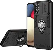 Compatible with Oppo A17 4G / A17k 4G Built-in Ring Bracket Shell,Camera Lens protection Car Mount 2 in 1 Anti-fall Phone Case Cover Black