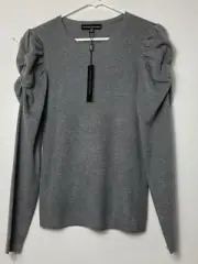 Catherine Malandrino Gray Puff Sleeve Sweater Sz Medium Women Long Sleeve NWT
