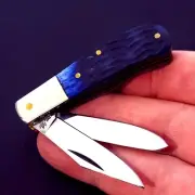 Frost Cutlery Mini Trapper Blue Jigged Bone Folding Pocket Knife