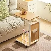 Mobile Side Table with Wheels, End Tables (Wood)