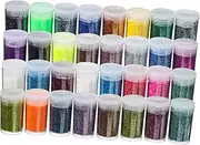 KOCKSHION 32Pcs Fine Glitter Powder Loose Glitter Bottles for Crafts Safe for DIY Projects Birthdays Anniversaries Craft Lovers