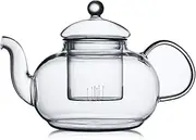 CnGlass 1200ml Glass Teapot with Removable Infuser,Stovetop Safe Tea Kettle,Blooming & Loose Leaf Tea Pot