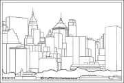 Rug Hooking Pattern "CITY SCAPE" on natural linen