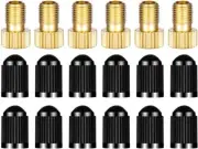 6PCS Presta to Schrader Valve Adaptor Adapter for Bike & 12PCS Tire Valve Caps