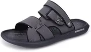 [CLSQLXYJZC] Men's Outdoor Lightweight Leather Sandals, Summer Soft and High Elasticity Soft Sole Beach Sandals, Casual Adjust the Heel Strap Open Toe Slippers