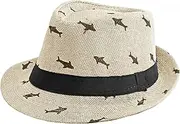 [BXT] Boys Sun Hat Plane Floppy Derby Hat Short Brim Fedora Cap Summer Beach Headgear Easter Party Travel Costume Accessory