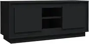 'vidaXL Modern Engineered Wood TV Cabinet in Black with 4 Storage Compartments, 102x35x45 cm