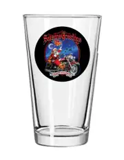 Christmas - Motorcycle - 16oz Pint Beer Glass Pub Style Barware Seltzer Cocktail