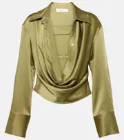 [Blumarine] Blumarine Cropped satin shirt AU 6 green